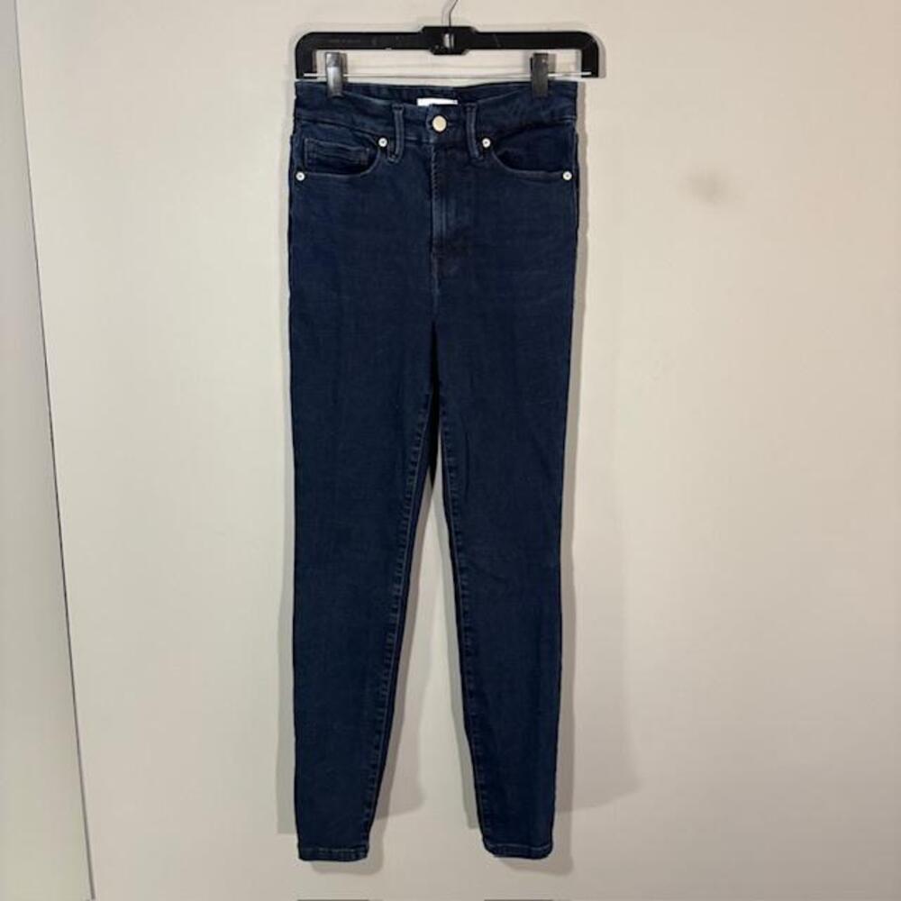 Good American Jeans Womens 00/25 Dark Blue High Rise Skinny Always Fits Denim